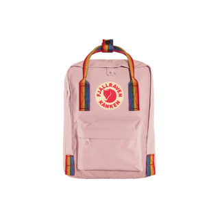 Маленький розовый рюкзак Канкен с радужными ручками спереди